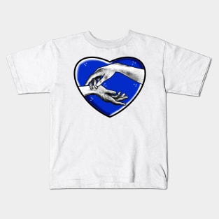 erotic hands in a royal blue heart cute gift Kids T-Shirt